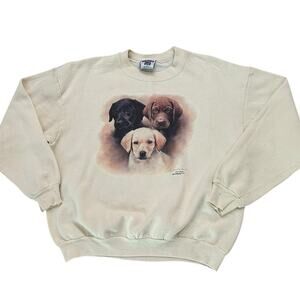 Vintage 1990s Lee Puppy Sweatshirt Dog Print Top Made in USA / Size Large -